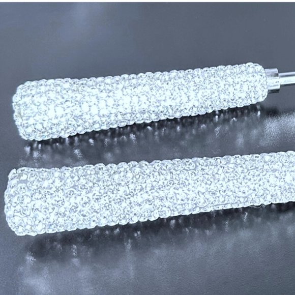 Cake Knife & Server Set Silver with Silver Crystal Handles, Wedding, Anniversary - Picture 2 of 2